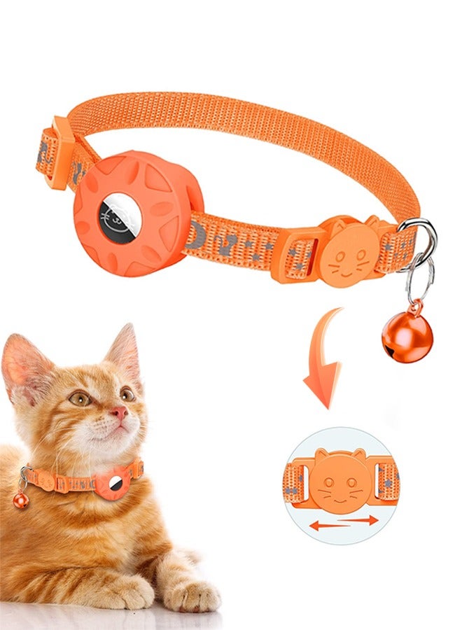 SUNDAREE Reflective Cat Collar with Safety Buckle and Waterproof AirTag Holder - 3/8" Width, Compatible with Apple AirTag - Image 1